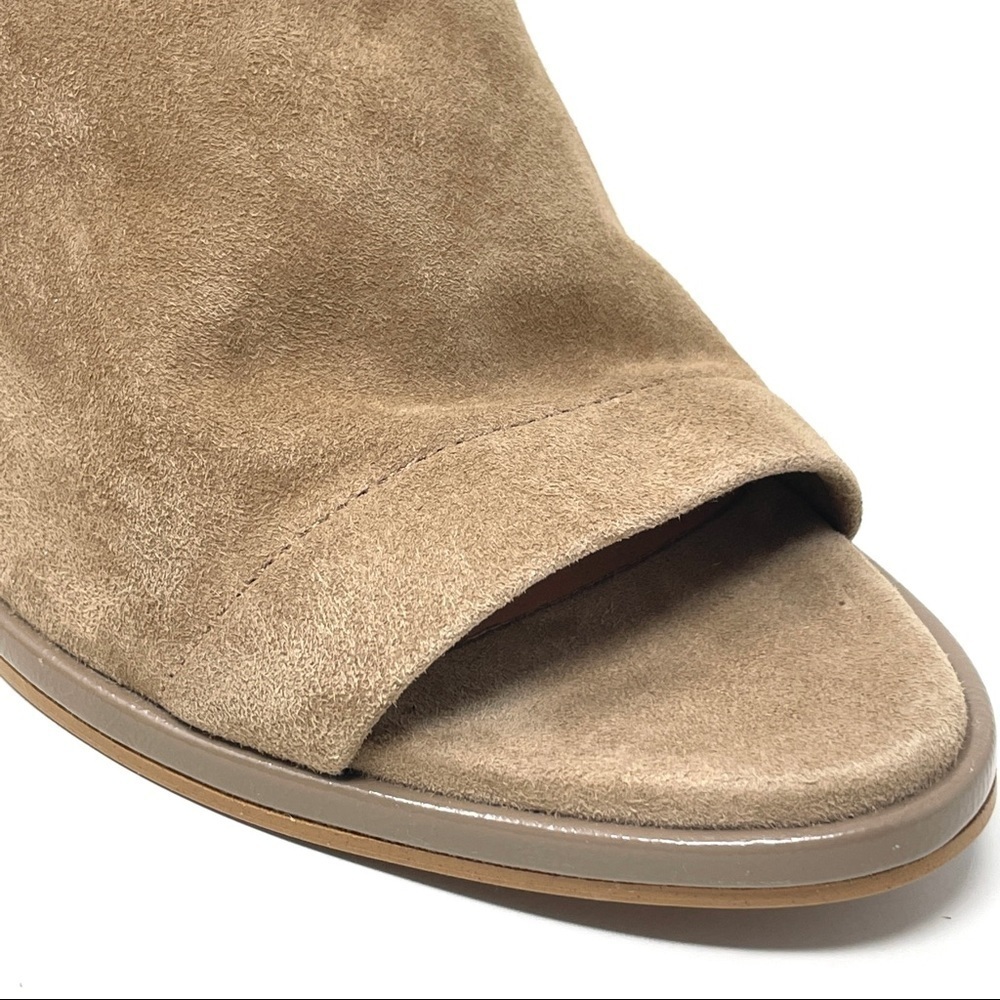 Free People See Ya There Taupe Suede Block Heel Sandals 40 US 10 Leather Heels - Picture 5 of 14